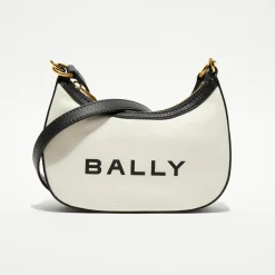 Sac bandoulière en Coton Bio & Cuir naturel/noir - 22.5x12x6 cm-Bally Outlet