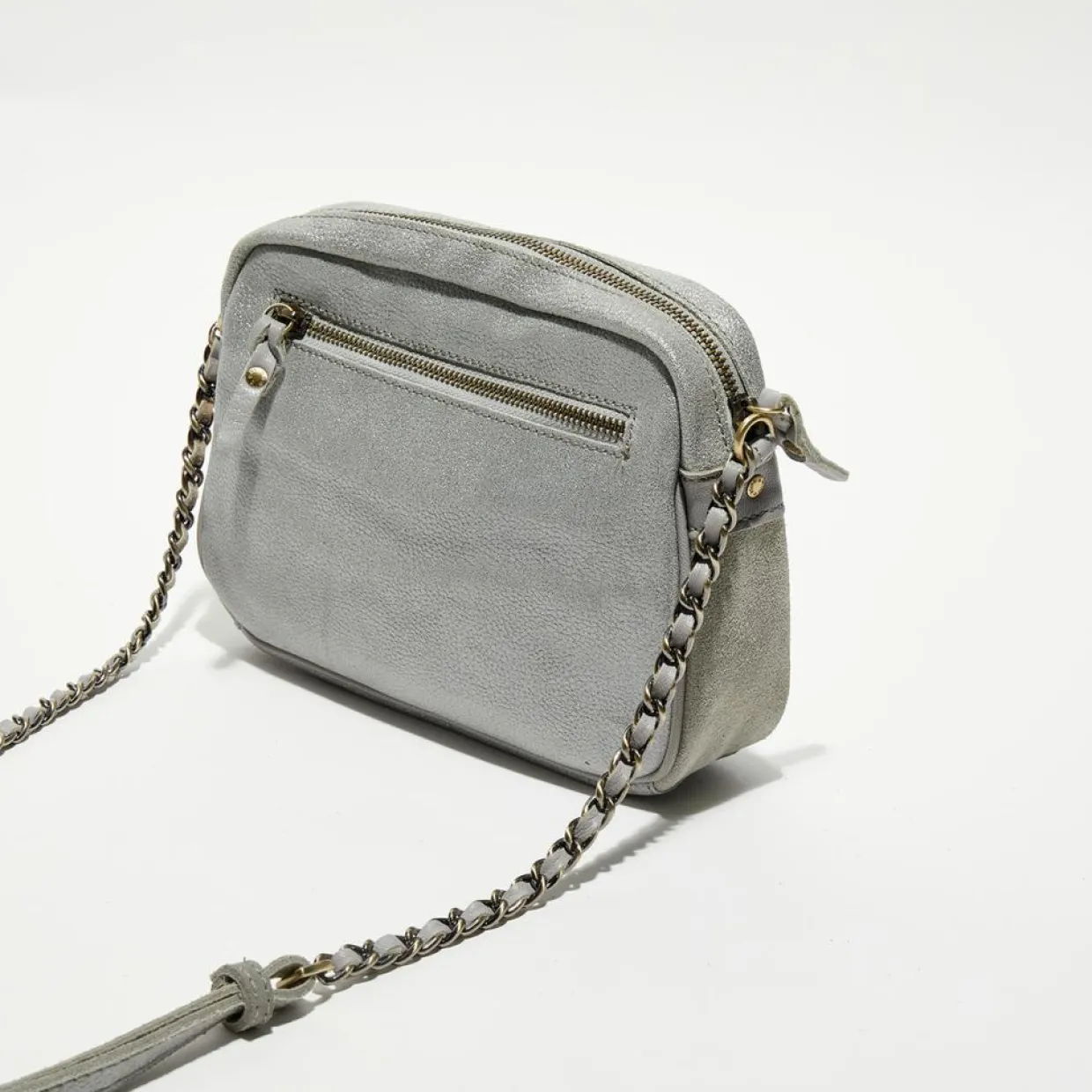 Sac bandoulière en Cuir Orelia Cross vert menthe - 23x17.5x7 cm-Mila Louise Outlet
