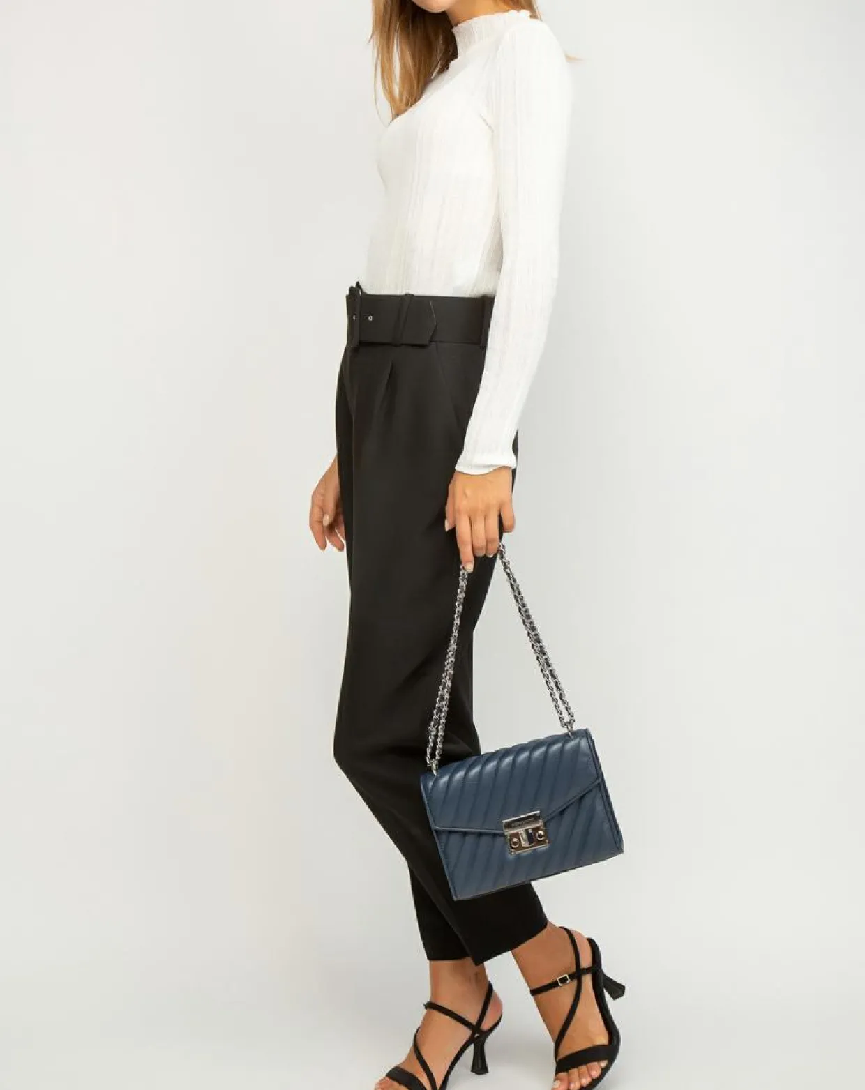 Femme Michael Kors Sacs^Sac bandoulière en Cuir Rose bleu marine - 23x18x5 cm
