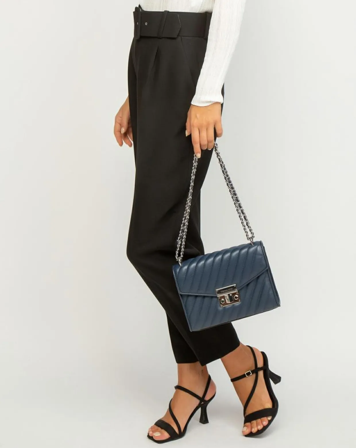 Femme Michael Kors Sacs^Sac bandoulière en Cuir Rose bleu marine - 23x18x5 cm