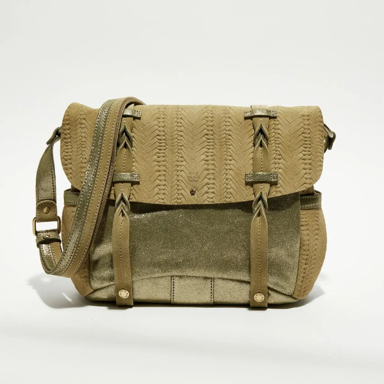 Sac besace en Cuir Alou Dv vert kaki - 35x23x13 cm-Mila Louise Discount