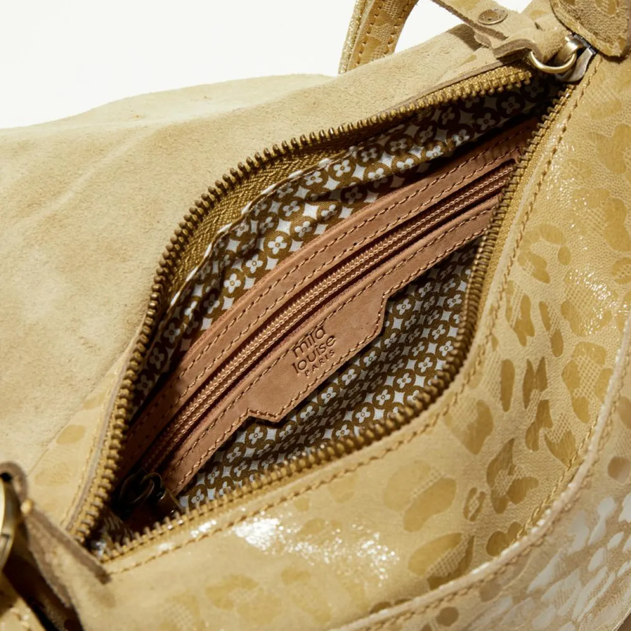 Femme Mila Louise Sacs^Sac besace en Cuir Bern Gp beige - 21x15x6 cm