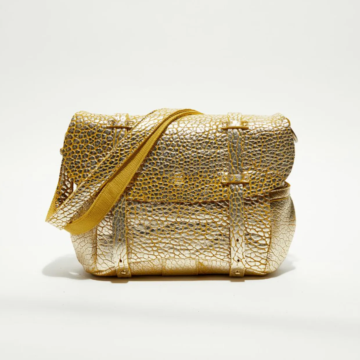 Femme Mila Louise Sacs^Sac besace en Cuir Bernie J jaune - 35x23x13 cm
