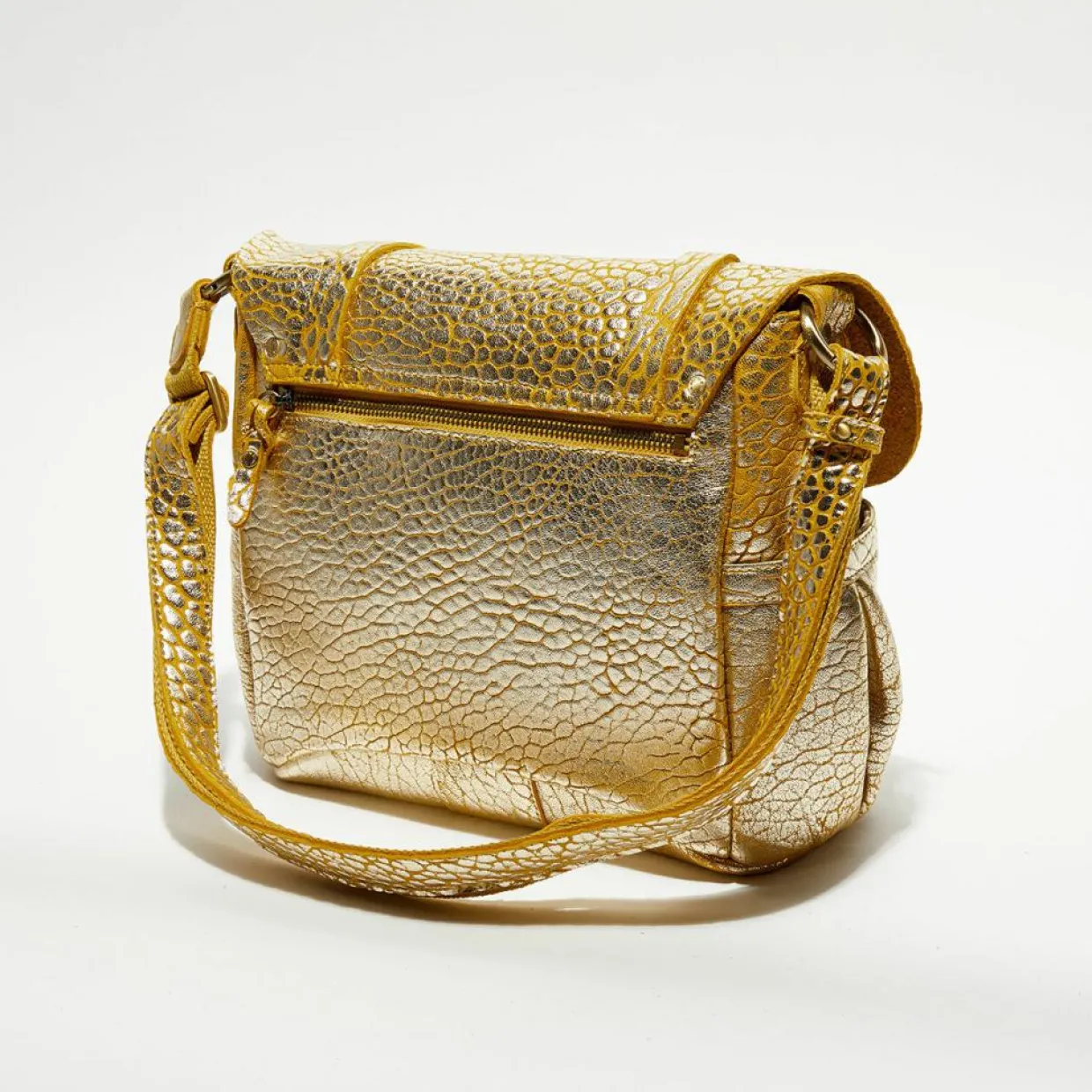 Femme Mila Louise Sacs^Sac besace en Cuir Bernie J jaune - 35x23x13 cm