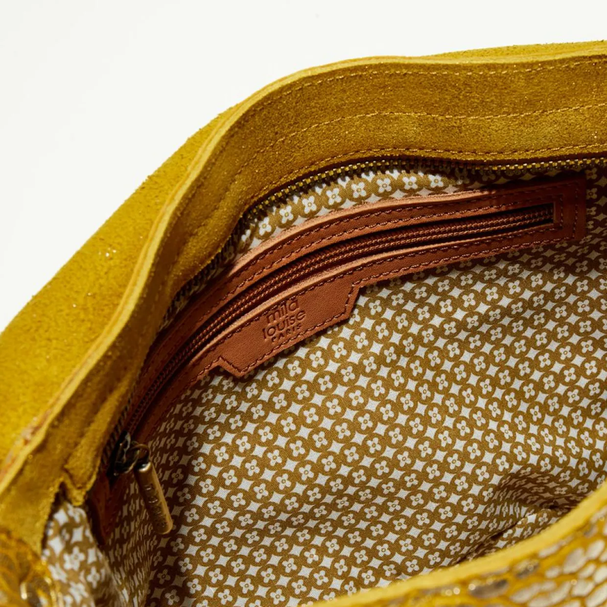Femme Mila Louise Sacs^Sac besace en Cuir Bernie J jaune - 35x23x13 cm