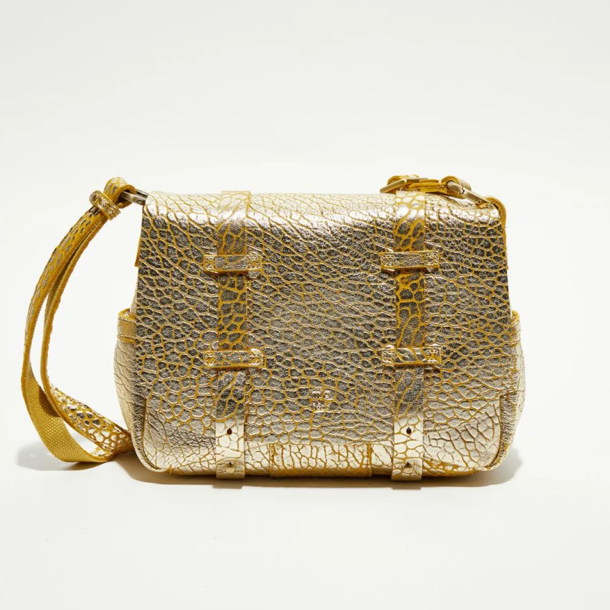Femme Mila Louise Sacs^Sac besace en Cuir Bess J jaune - 25x20x7 cm