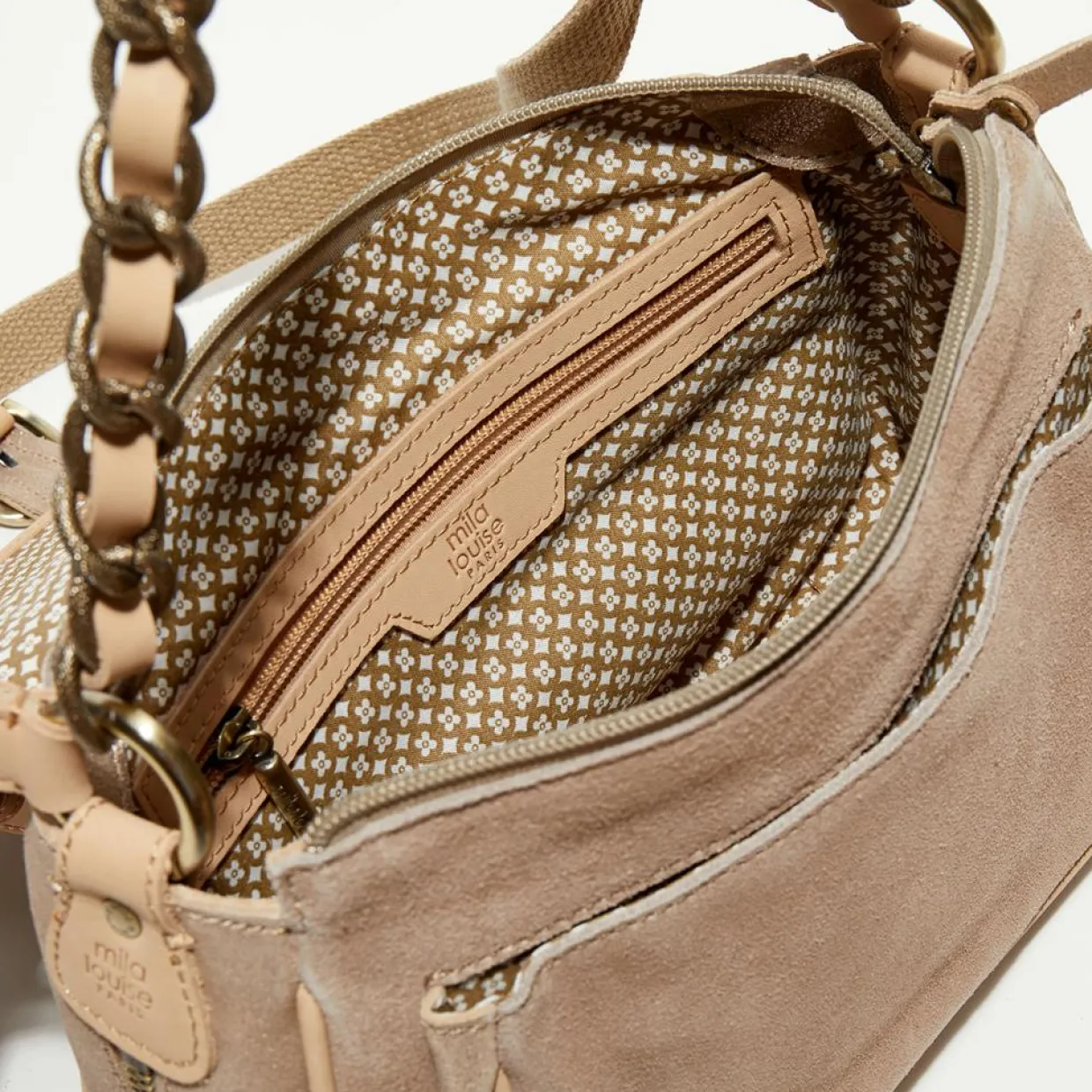 Femme Mila Louise Sacs^Sac besace en Cuir Rocia V rose - 23x20x7 cm