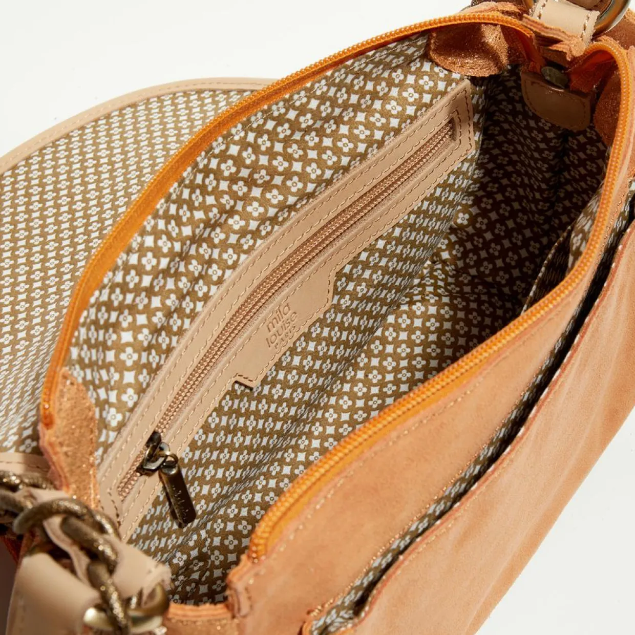 Sac besace en Cuir Rocia V orange - 23x20x7 cm-Mila Louise Discount
