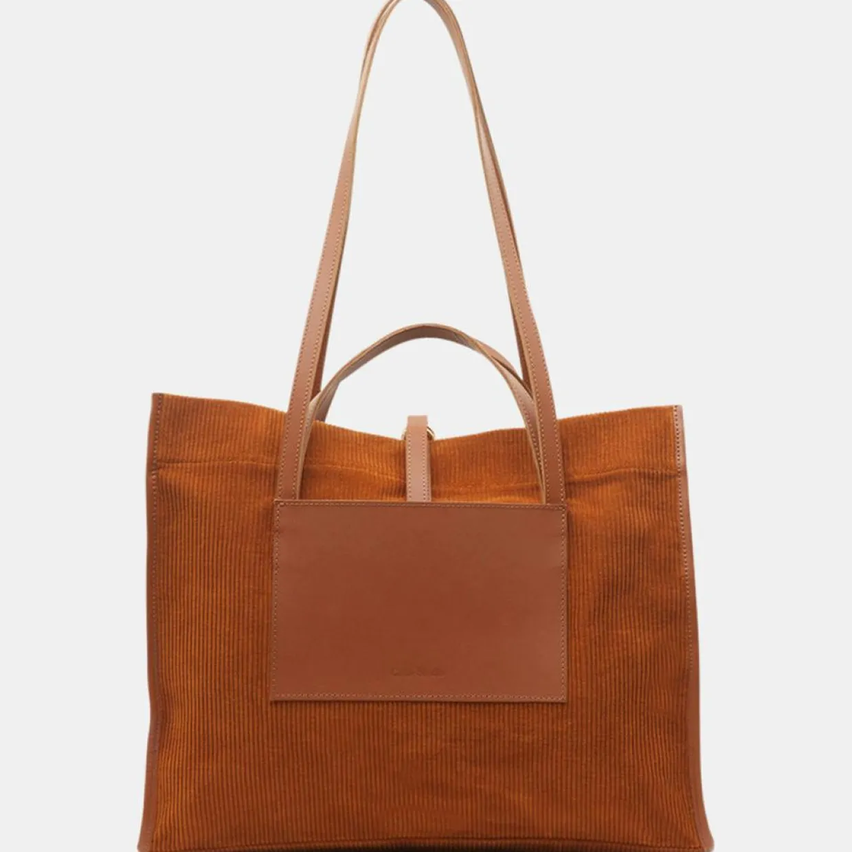 Sac cabas en Velours côtelé Dessin marron-Craie New