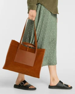 Sac cabas en Velours côtelé Dessin marron-Craie New