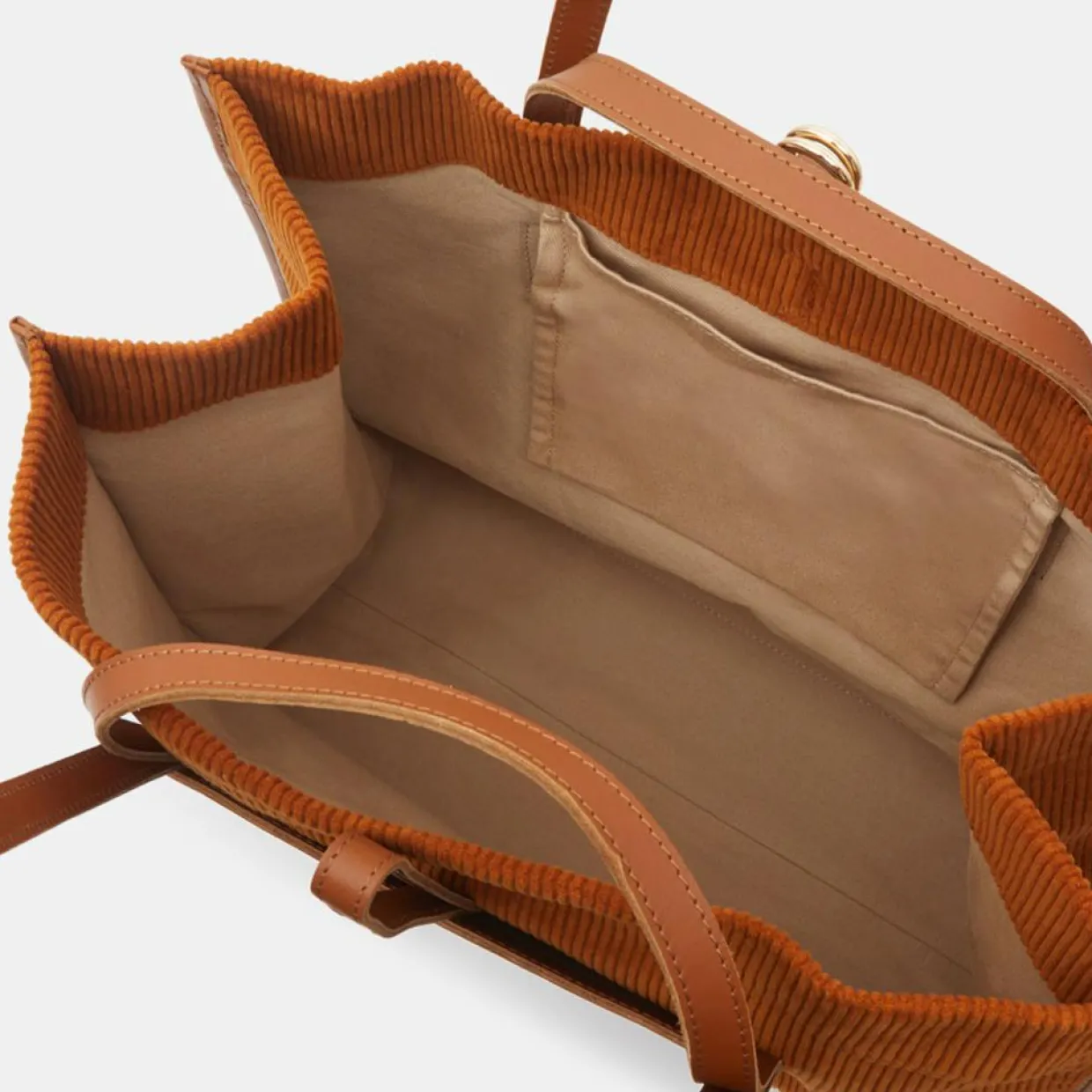 Sac cabas en Velours côtelé Dessin marron-Craie New