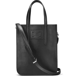 Femme Maison Faret Sacs^Sac en Cuir & Toile enduite Dune noir/blanc - 35x28x8 cm