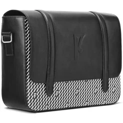 Femme Maison Faret Sacs^Sac en Cuir & Toile enduite Moulleau noir/blanc - 22x30x9 cm