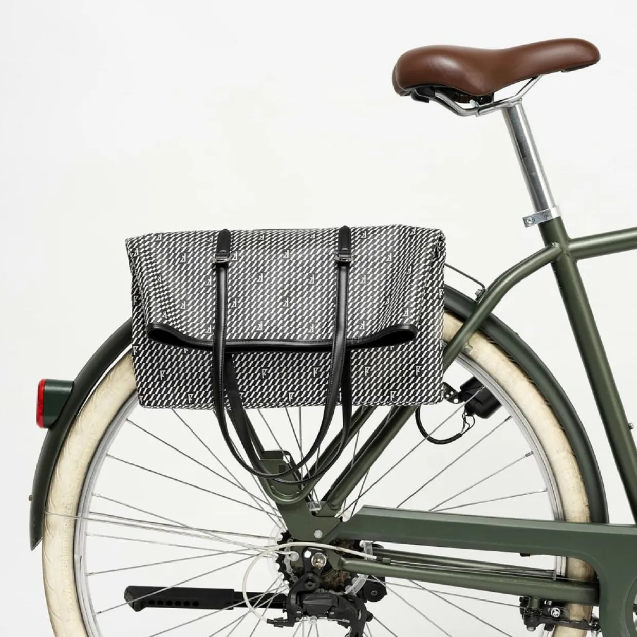Sac en Toile enduite & Cuir Faret noir/blanc - 38x36x8.5 cm-Maison Faret Clearance