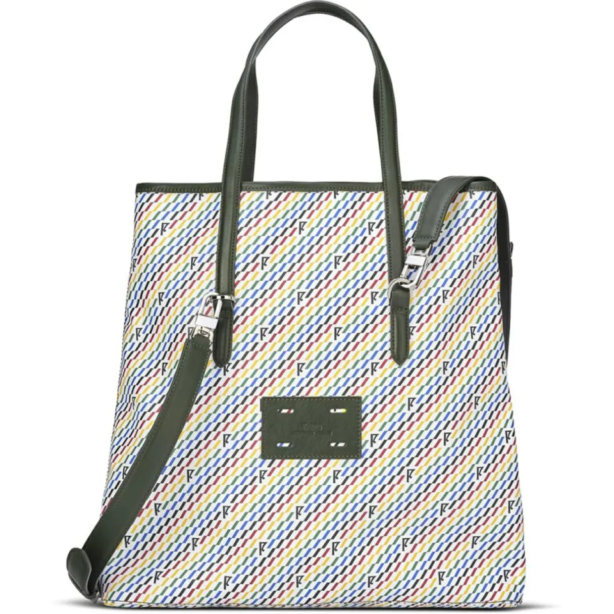 Femme Maison Faret Sacs^Sac en Toile enduite & Cuir Faret vert/multicolore - 38x36x8.5 cm