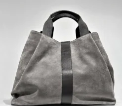 Sac en Velours de Cuir Pin Gris - 20,5x26,5x15,5 cm-Maison Faret Best