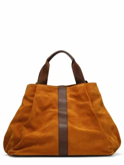 Sac en Velours de Cuir Pinasse Marron - 65x34x26 cm-Maison Faret Best