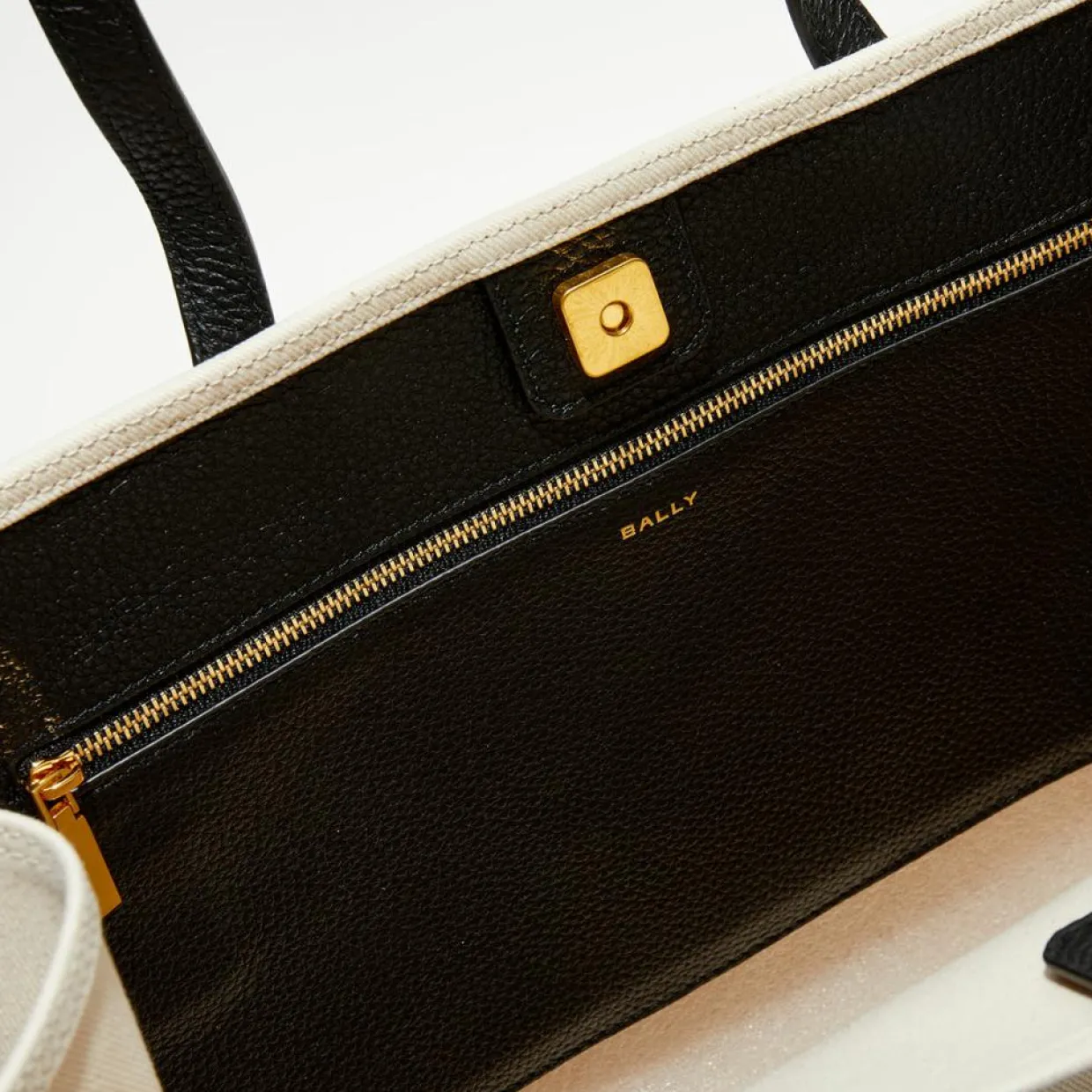 Sac fourre-tout en Coton & Cuir naturel/noir - 40x29.5x15 cm-Bally Best