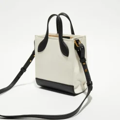 Femme Bally Sacs^Sac fourre-tout en Coton & Cuir naturel/noir - 17x20x 9 cm