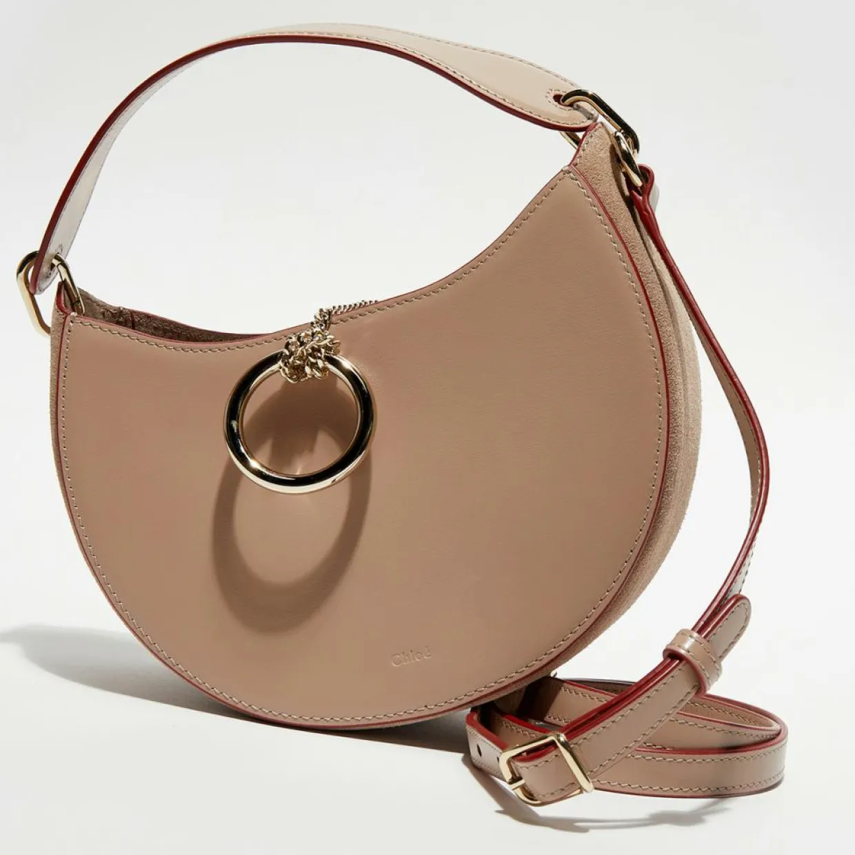 Sac porté épaule en Cuir Arlène beige rosé - 25x20x9cm-Chloé Outlet