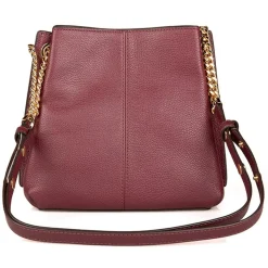 Sac seau en Cuir Teagen bordeaux - 17x12x9 cm-Michael Kors