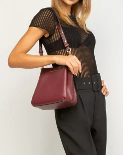 Sac seau en Cuir Teagen bordeaux - 17x12x9 cm-Michael Kors