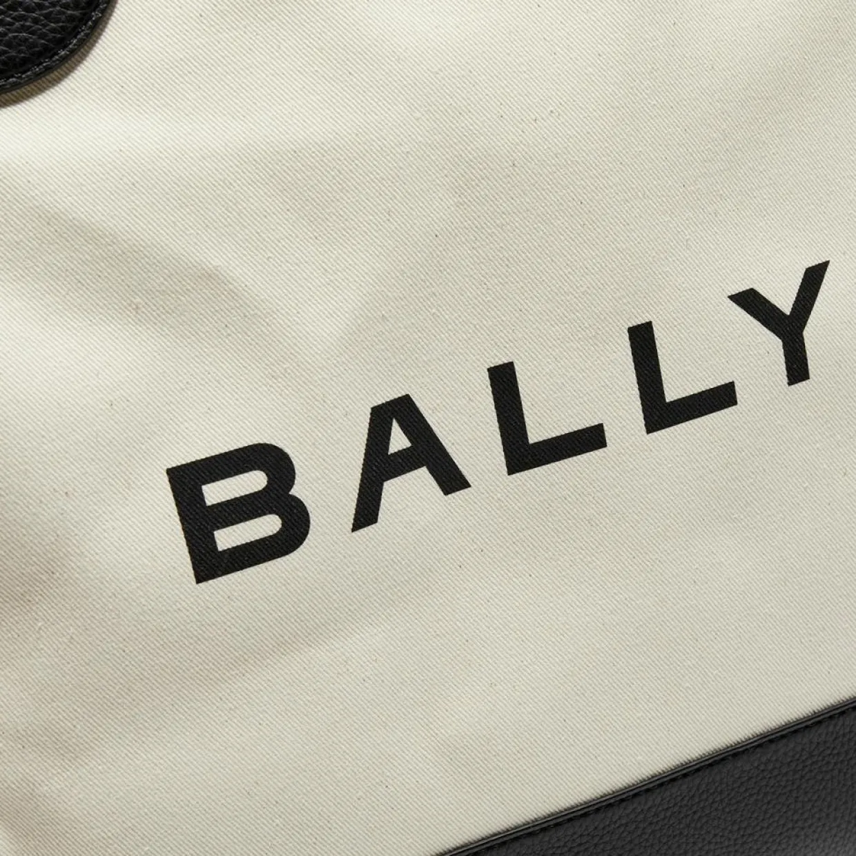 Sac shopping avec logo en Coton & Cuir naturel/noir - 35x40x12 cm-Bally Best