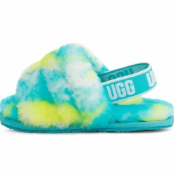 Sandales chaussons en Peau de Mouton Fluff Slide Marble bleu/jaune-Ugg Clearance