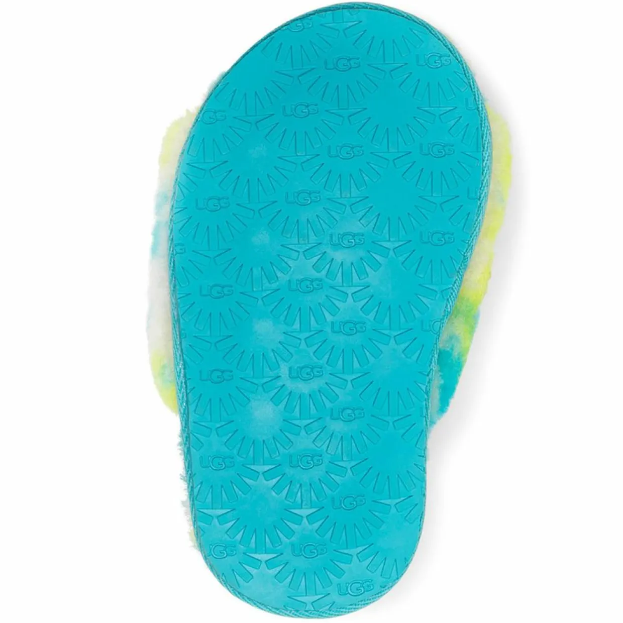 Sandales chaussons en Peau de Mouton Fluff Slide Marble bleu/jaune-Ugg Clearance