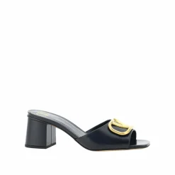Sandales en cuir à logo V noires-Valentino Garavani New