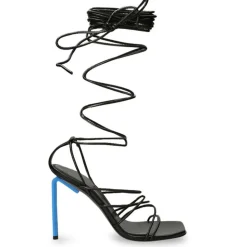 Sandales en Cuir Allen noires - Talon 11 cm-Off White Discount