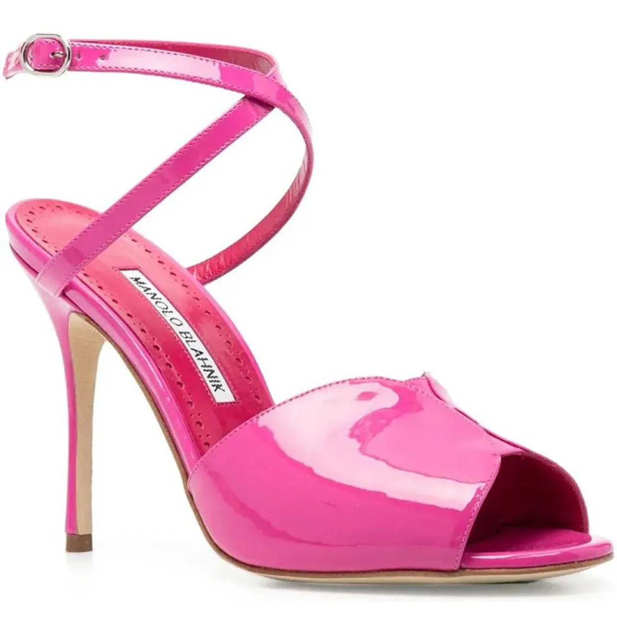 Sandales en Cuir verni Hourani roses - Talon 10.5 cm-Manolo Blahnik