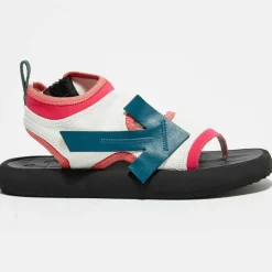Femme Off White Sandales Plates^Sandales en Velours de Cuir Surf blanc/rose