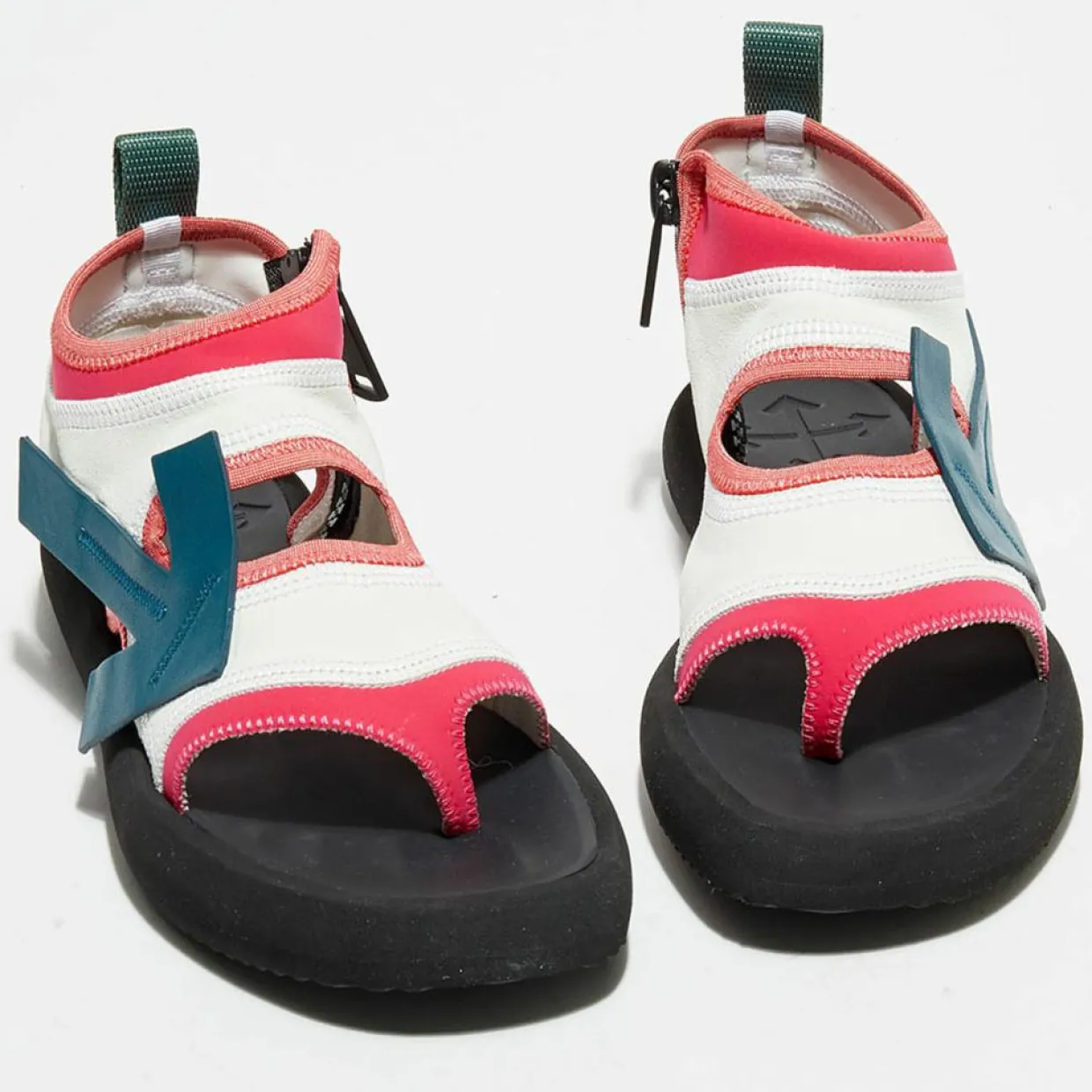 Femme Off White Sandales Plates^Sandales en Velours de Cuir Surf blanc/rose