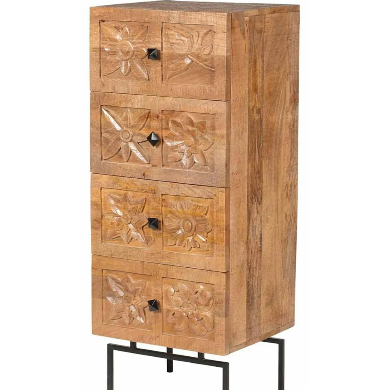 Bois & Chiffons Meubles De Rangement^Semainier 4 tiroirs manguier sculture naturel - 45x40x115 cm