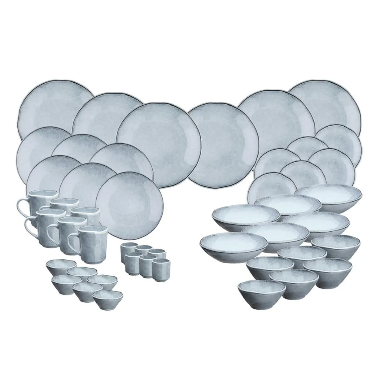Bjorn Assiettes^Service Complet en Grès Cloud gris clair - 48 pièces