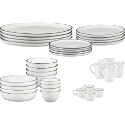 Service Complet en Grès Pure blanc/beige - 32 pièces-Bjorn Sale