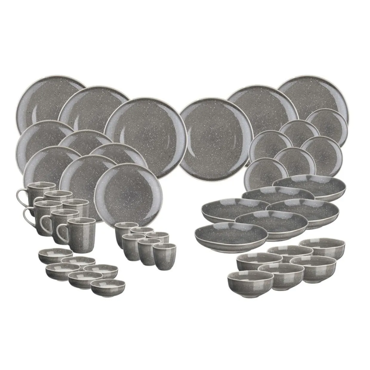 Bjorn Assiettes^Service Complet en Grès Stellar gris/anthracite - 48 pièces