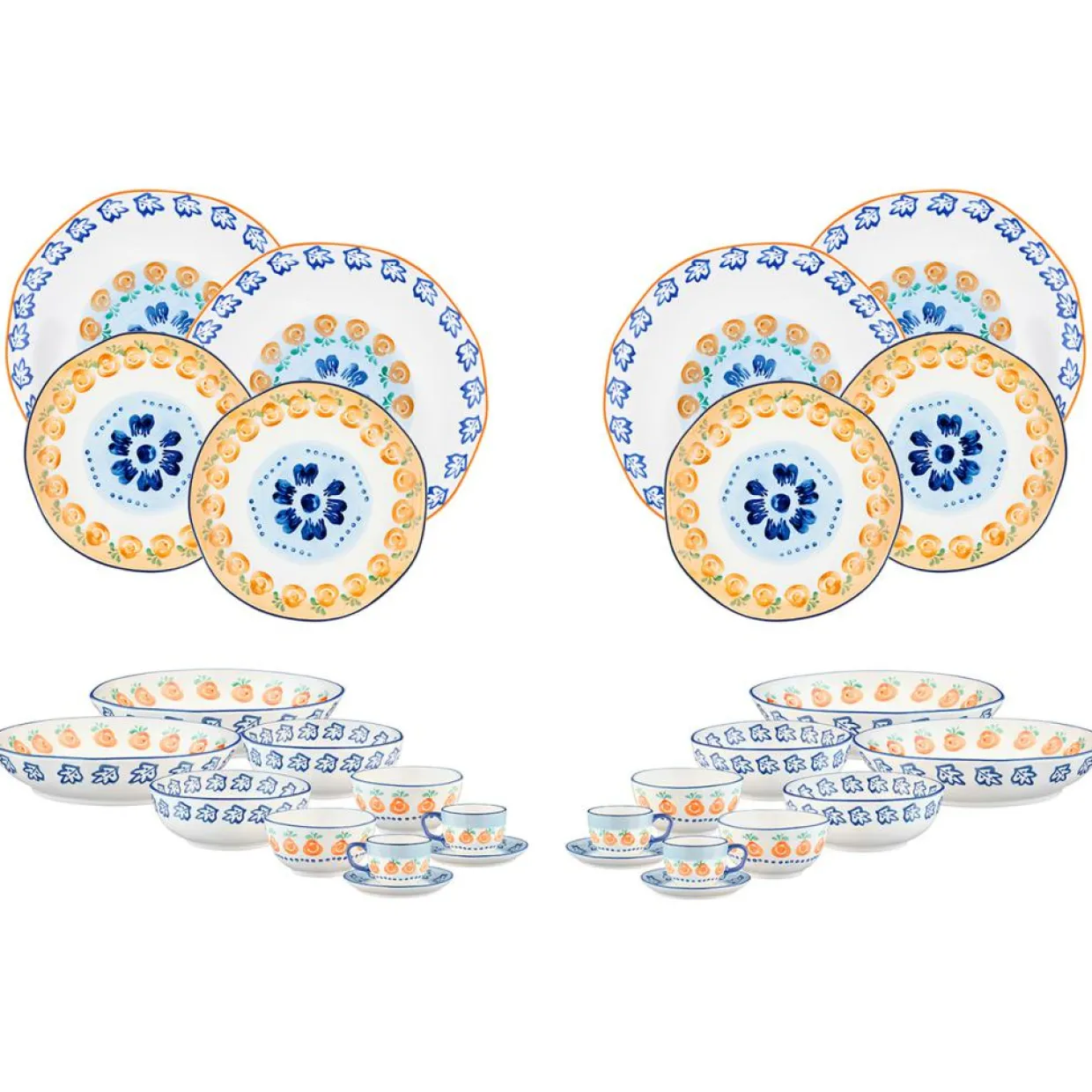 Bjorn Assiettes^Service Complet en Porcelaine Napoli multicolore - 28 Pièces