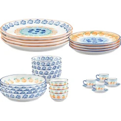 Bjorn Assiettes^Service Complet en Porcelaine Napoli multicolore - 28 Pièces