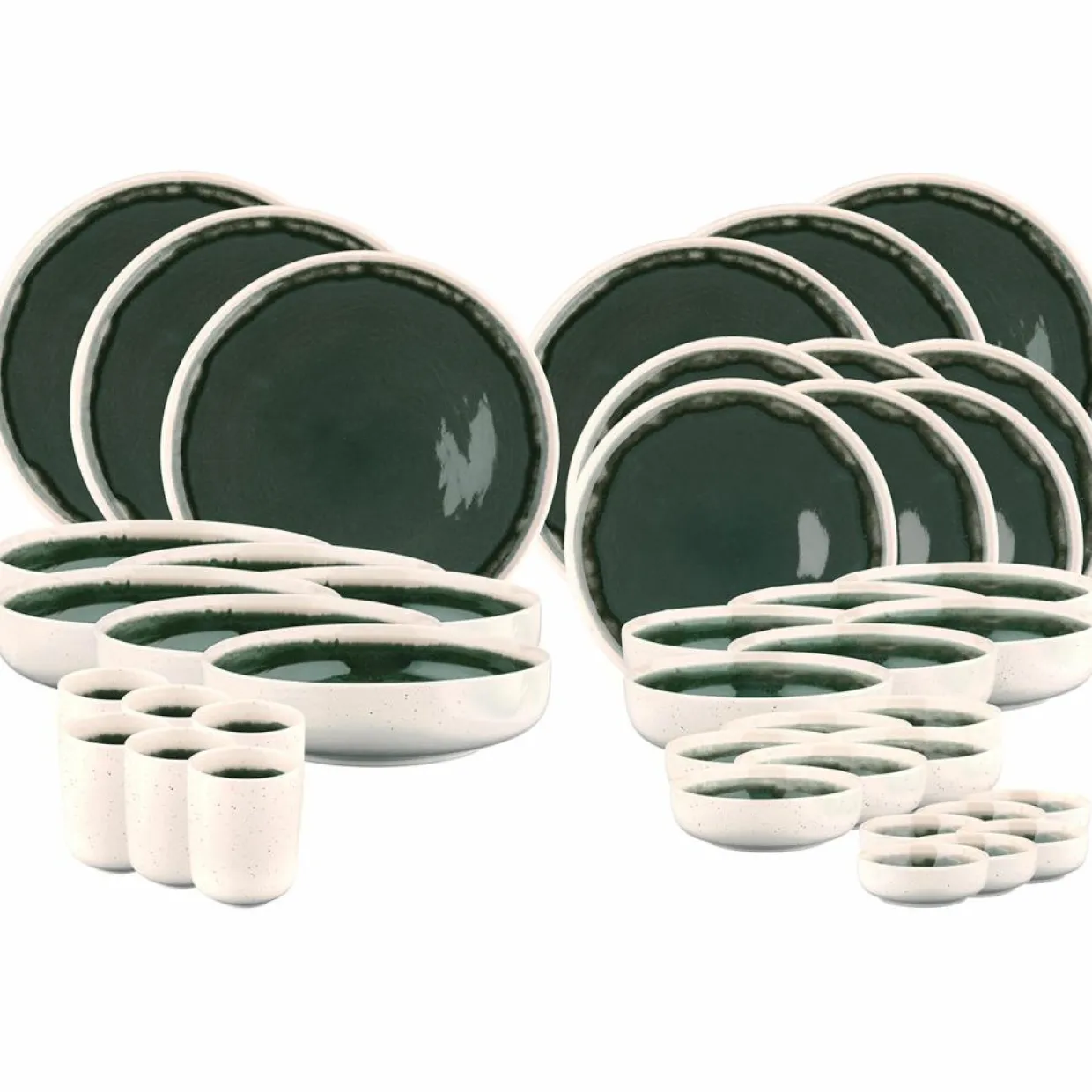 Service Complet Oxygen gris/vert bouteille/beige - 42 pièces-Bjorn Outlet