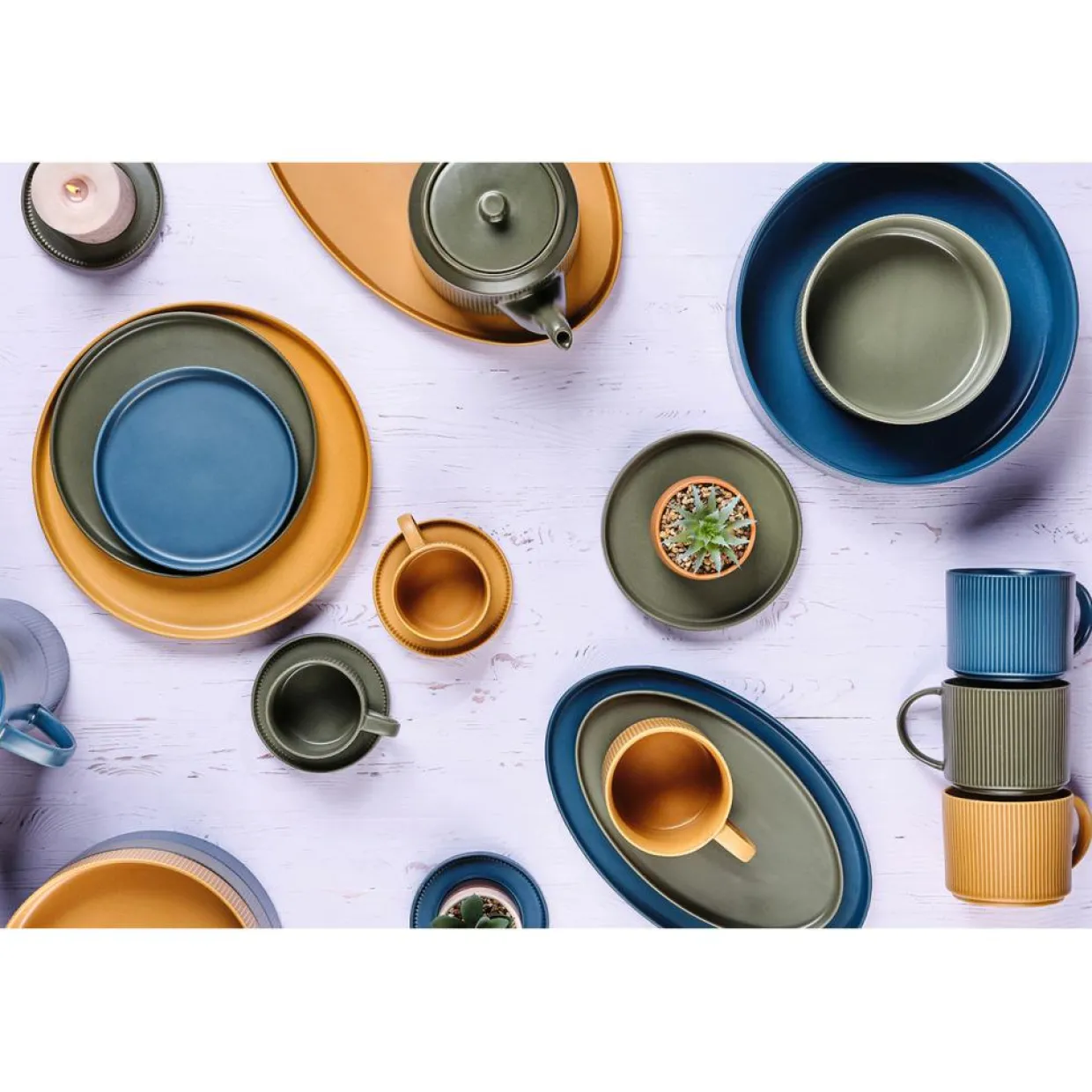 Bjorn Assiettes^Service Complet Scandi bleu marine - 36 Pièces