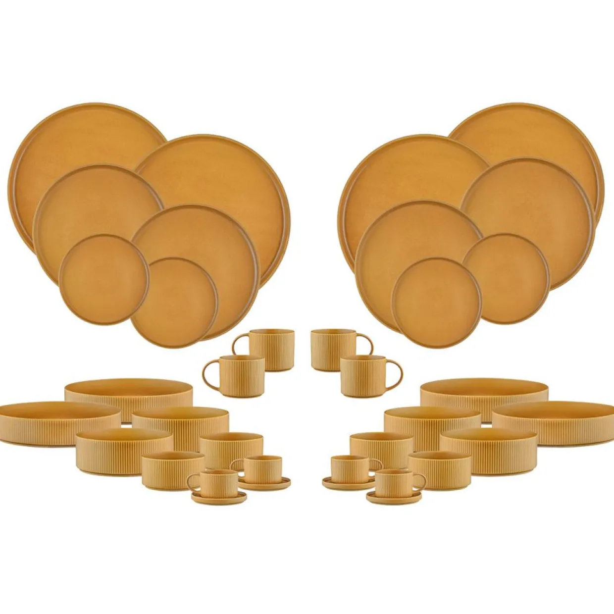 Bjorn Assiettes^Service Complet Scandi jaune ocre - 36 Pièces