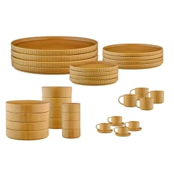 Bjorn Assiettes^Service Complet Scandi jaune ocre - 36 Pièces