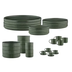 Bjorn Assiettes^Service Complet Scandi vert olive - 36 Pièces
