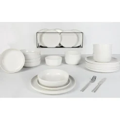 Cosy & Trendy Assiettes^Service de table en Grès Baltic blanc - 24 pièces