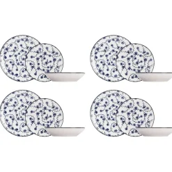 Cosy & Trendy Assiettes^Service de table en Grès Flor Azul blanc/bleu - 12 pièces
