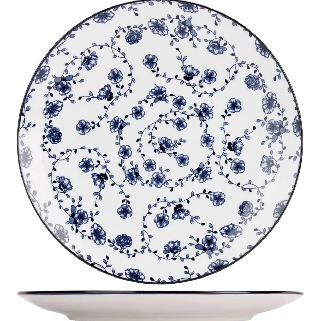 Cosy & Trendy Assiettes^Service de table en Grès Flor Azul blanc/bleu - 12 pièces