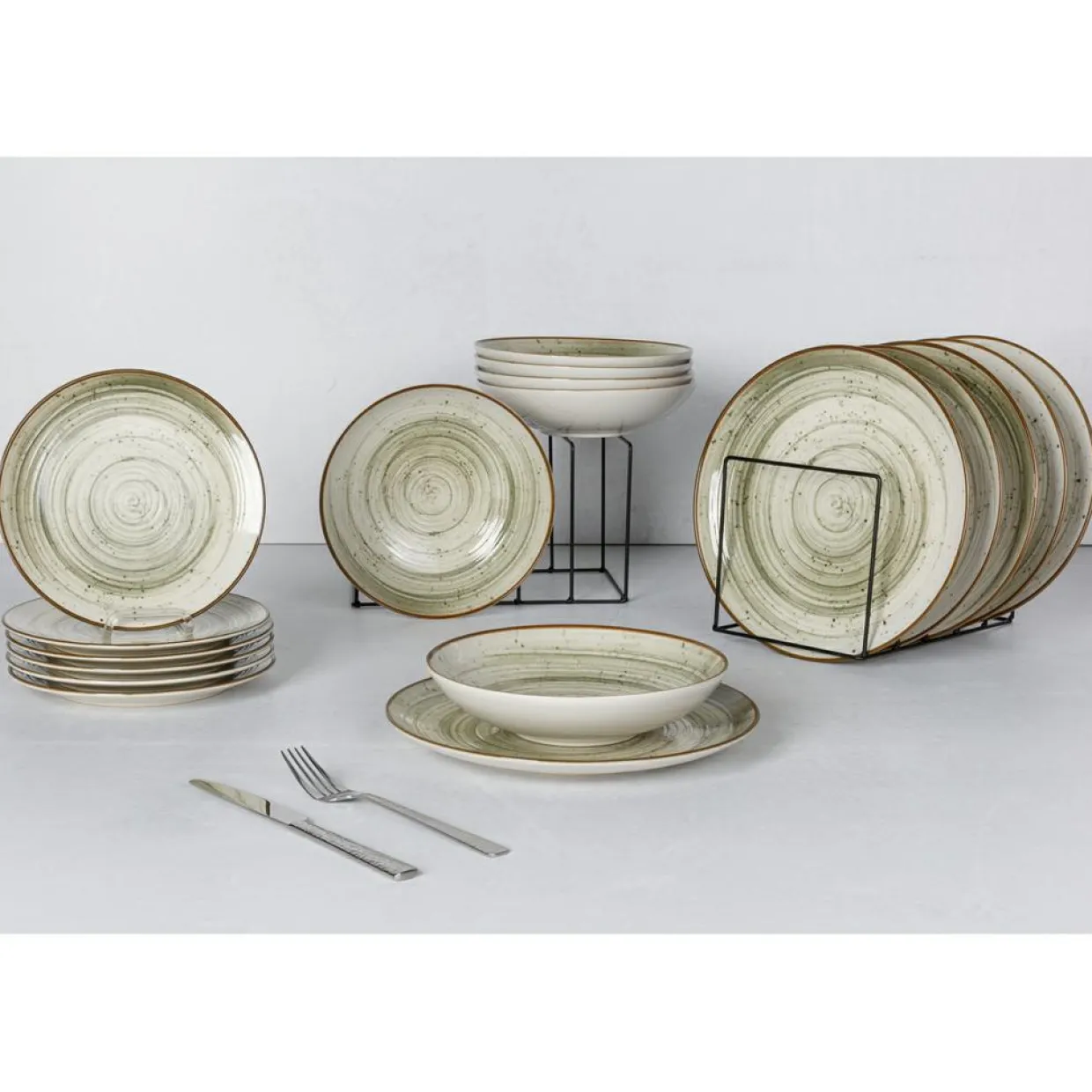 Cosy & Trendy Assiettes^Service de table en Grès Sintra beige - 18 pièces