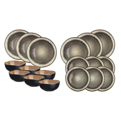 Bjorn Assiettes^Service Les Essentiels en Grès Iris beige/marron - 18 pièces